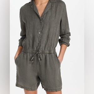 JAMES PERSE WOMENS LINEN BUTTON FRONT ROMPER
